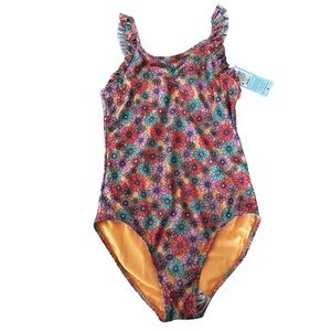 Cat & Jack NWT Size L 10/12 Floral Print One Piece Swimsuit